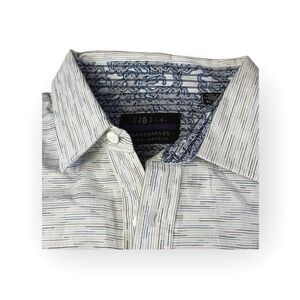 NWT JHANE BARNES Mens XL Long Sleeve Button Down Shirt Stripe Print Collar
